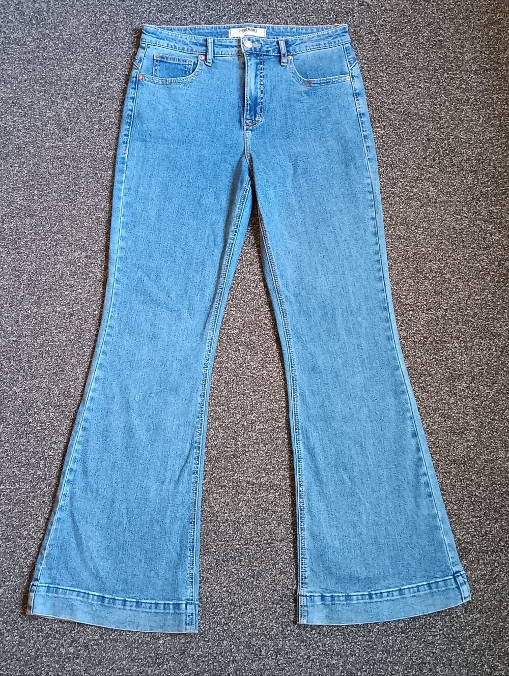 Rock & Roll Denim High Rise Trouser Womens W32 L34 Flare Blue Jeans